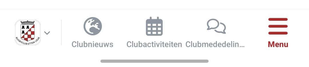 Rugby Nederland App - Menu