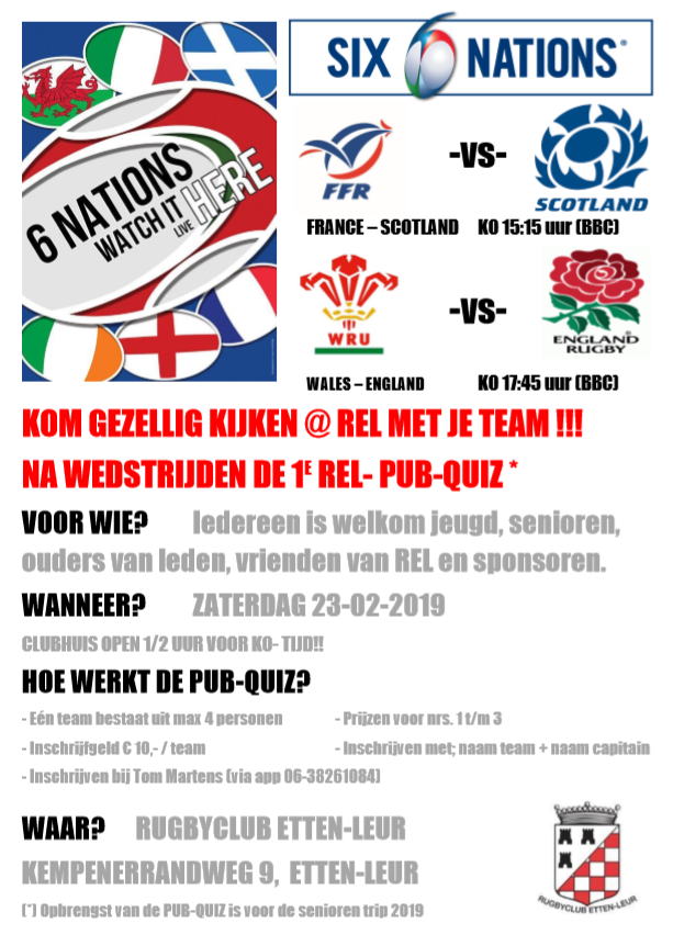 2019 Flyer 6Nations W3B Pub Quiz